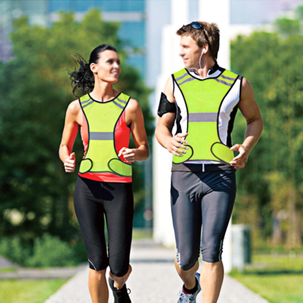 Светоотражающий жилет безопасности для улицы со светодиодной подсветкой, высокая видимость для бега в ночное время, велоспорт, желтый