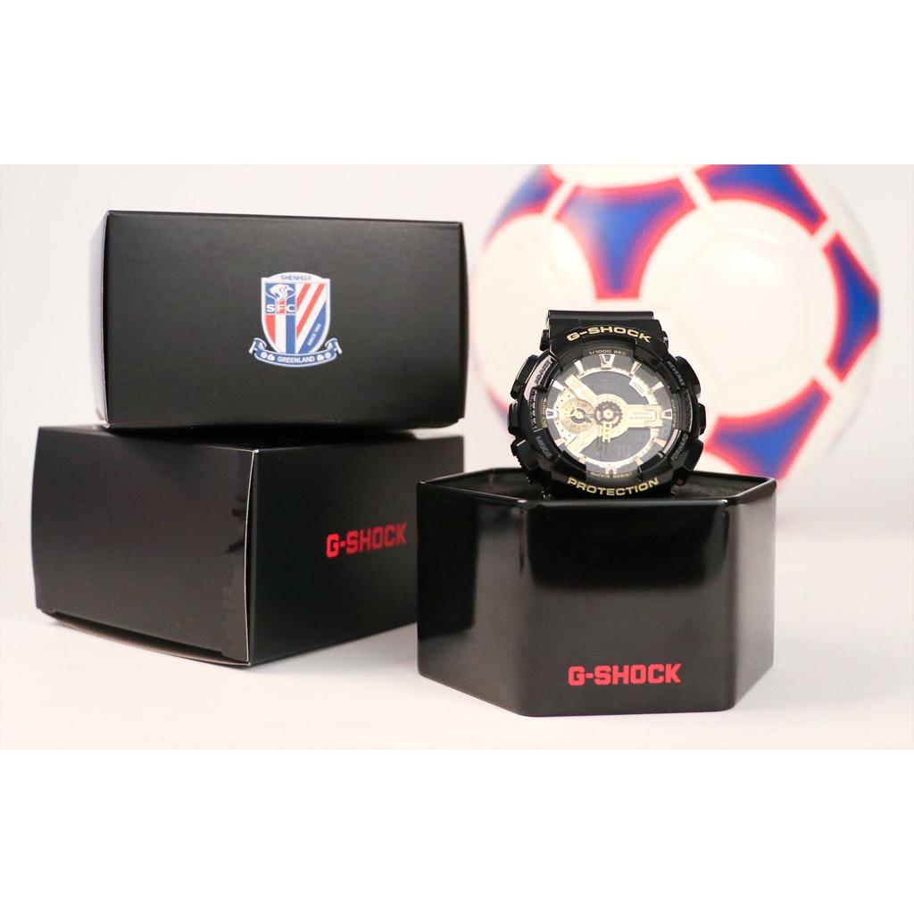 Casio Индивидуальные часы G-Shock Модель коллаборации Водонепроницаемость 200 м Кварцевый механизм Ремешок из смолы Мужские часы Черные GA-110GB-1APRSH