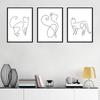Nordic Minimalist Black and White Line Cat Animal Canvas Painting Home Decoration Hanging Painting Frameless Wall Art Kitchen No Frame