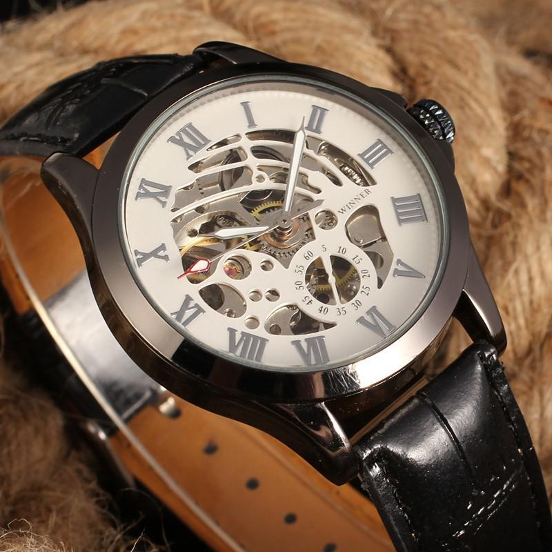 Мужские индивидуальные классические скелетонизированные часы WINNER, автоматические механические часы