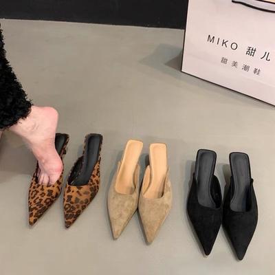 Мода Новая Мода Лаконичные С Острым Носком Женские Тапочки Тонкий Низкий Каблук Повседневные Вечерние Туфли-Лодочки Шлепанцы Мюли Элегантная Обувь для Платья