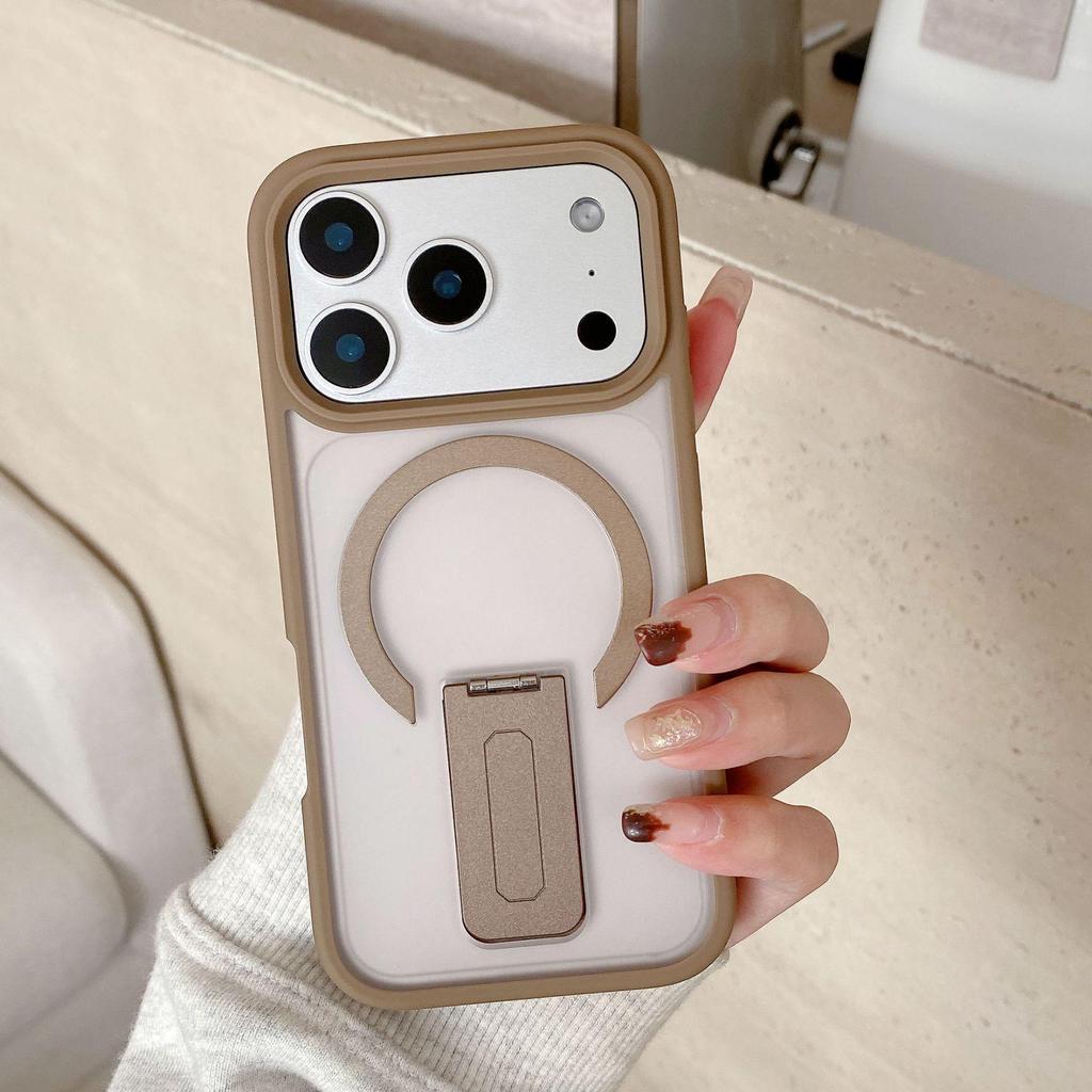 Матовый магнитный чехол для телефона Apple 16 с подставкой из одного слова для iPhone 17 Pro Max - Полупрозрачный и защитный