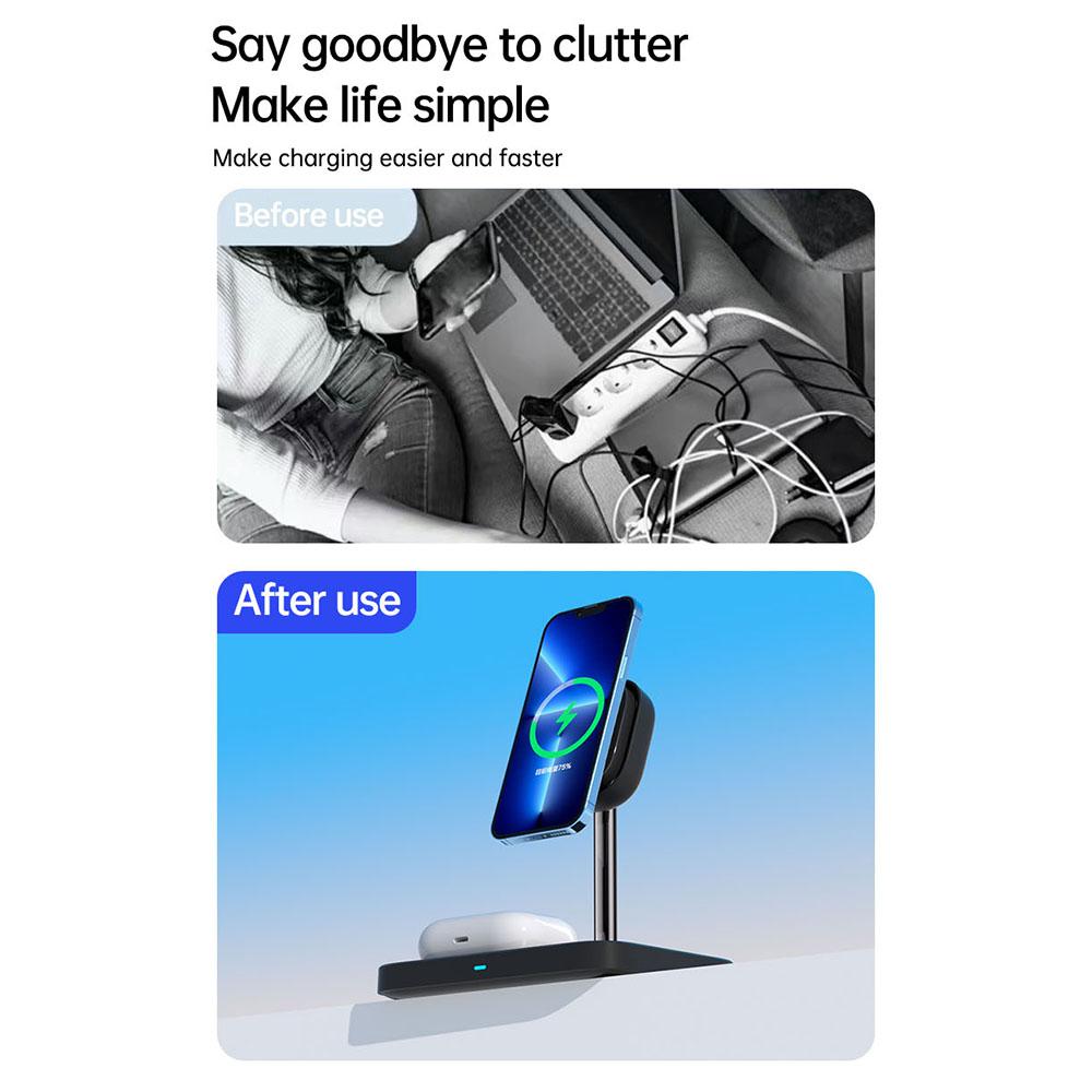 YN43 For iPhone/AirPods/Apple Watch Magnetic Wireless Charger Stand Built-In Cooling Fan