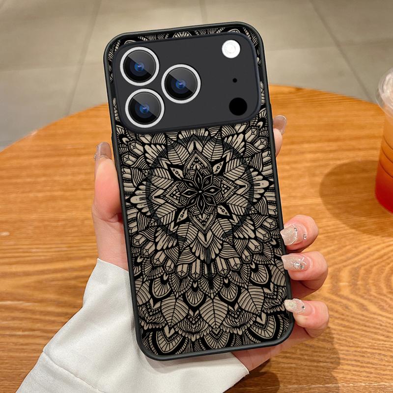 Ретро Чехол С Цветочным Узором Мандала Для iPhone 17 Pro Max Чехол iPhone 16 Pro Max 15 14 13 16E 17E Магнитный Для Magsafe Гибридный Матовый Чехол