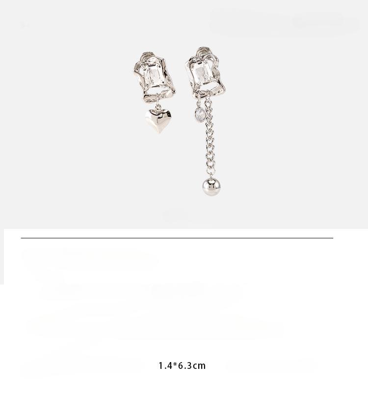 Асимметричные серьги с кисточками и кристаллами, модные серьги с москитной сеткой, зажим для ушей, без пирсинга, женский