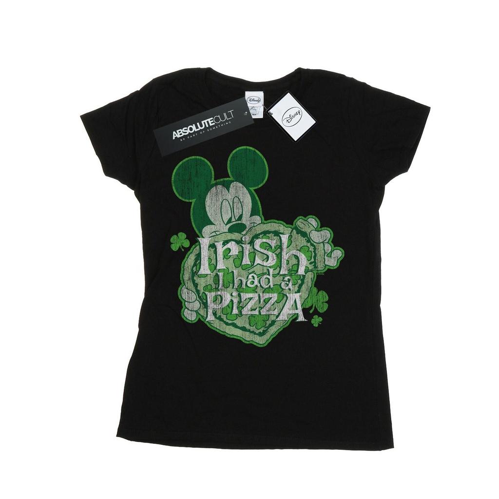 Disney Womens/Ladies Mickey Mouse Shamrock Pizza Cotton T-Shirt