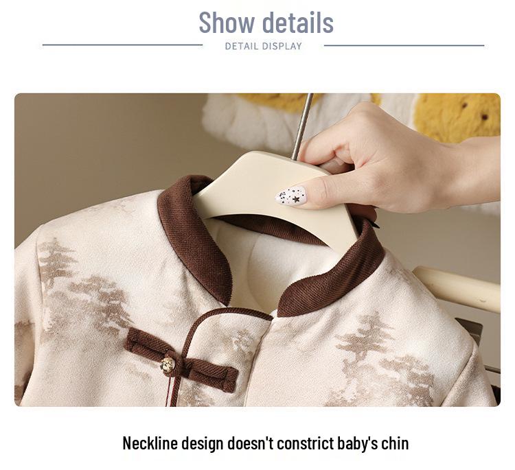 Зимний двухпредметный комплект из флиса в китайском стиле для младенцев и малышей