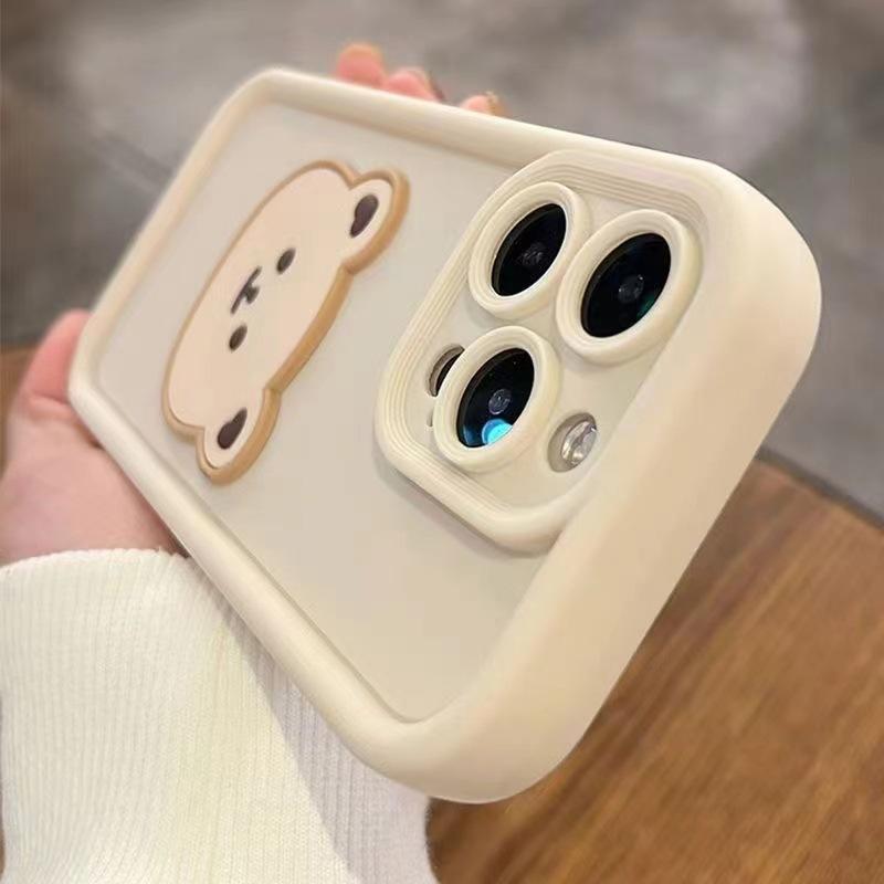 Применимо к чехлу для мобильного телефона iPhone17/16e 15 трехмерный медведь 14 Apple 15pro противоударный 11 защитный чехол 8 мягкий чехол