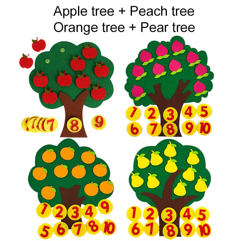 Фетровое Дерево с Фруктами Детский Пазл из Нетканого Материала Интеллектуальное Развитие в Раннем Детстве Детские Игрушки Цифровые Игрушки Монтессо TMZ