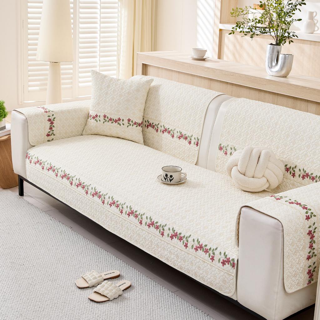 Подушка для дивана Пасторальная Четырехсезонная Универсальная Тканевая Нескользящая Подушка для Сиденья Высокого Качества Скандинавская Простая Накидка на Диван Полотенце Стиранный Хлопок