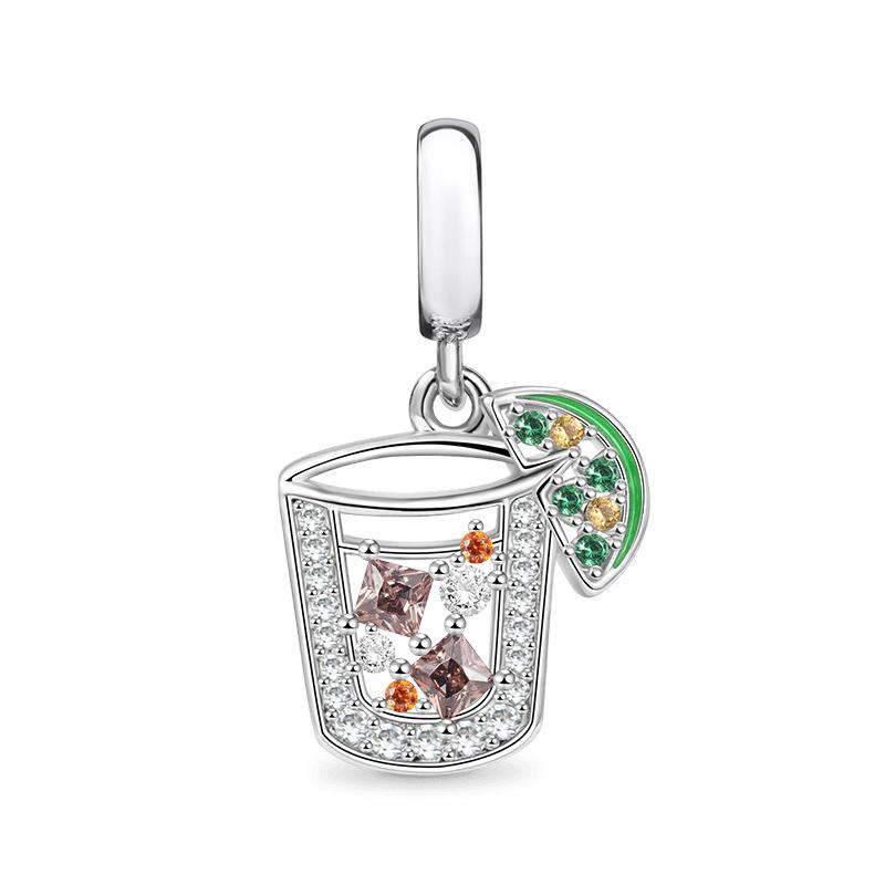 New Copper Red Wine Cup Coffee Cup Beverage Can Exquisite Charm Pendant Diy Beads Fit For Original Bracelets Women'S Jewelry