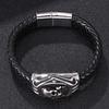 Панк кожаный браслет для мужчин Череп скрещенные кости браслет Шарм нержавеющая сталь браслеты модные мужские украшения