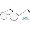 Montana Reading Glasses Blue Light Block Grey Gunmetal Readers Round Metal Men Women HBLF54