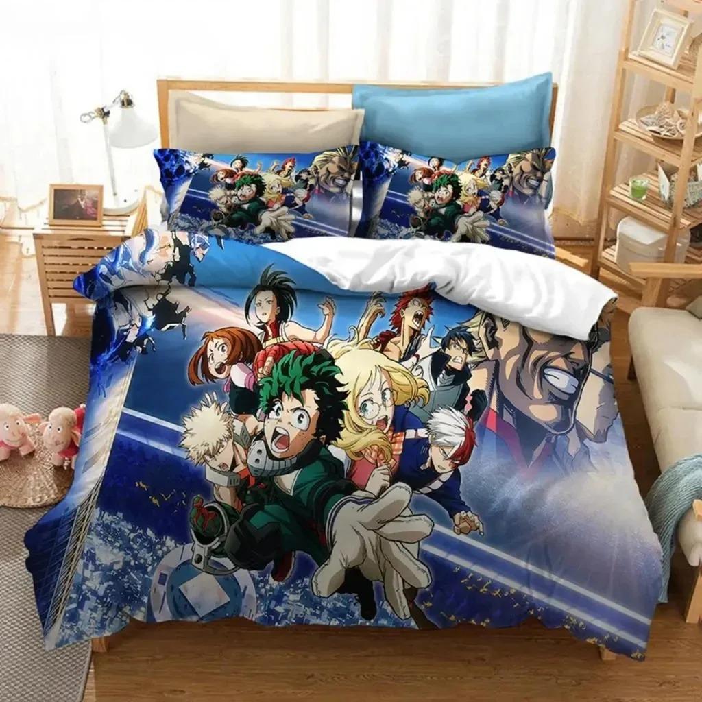 Anime My Hero Academia Bedding Set Boys Girls Twin Queen Size Duvet Cover Pillowcase Bed Boys Adult Fashion Home Textileextile