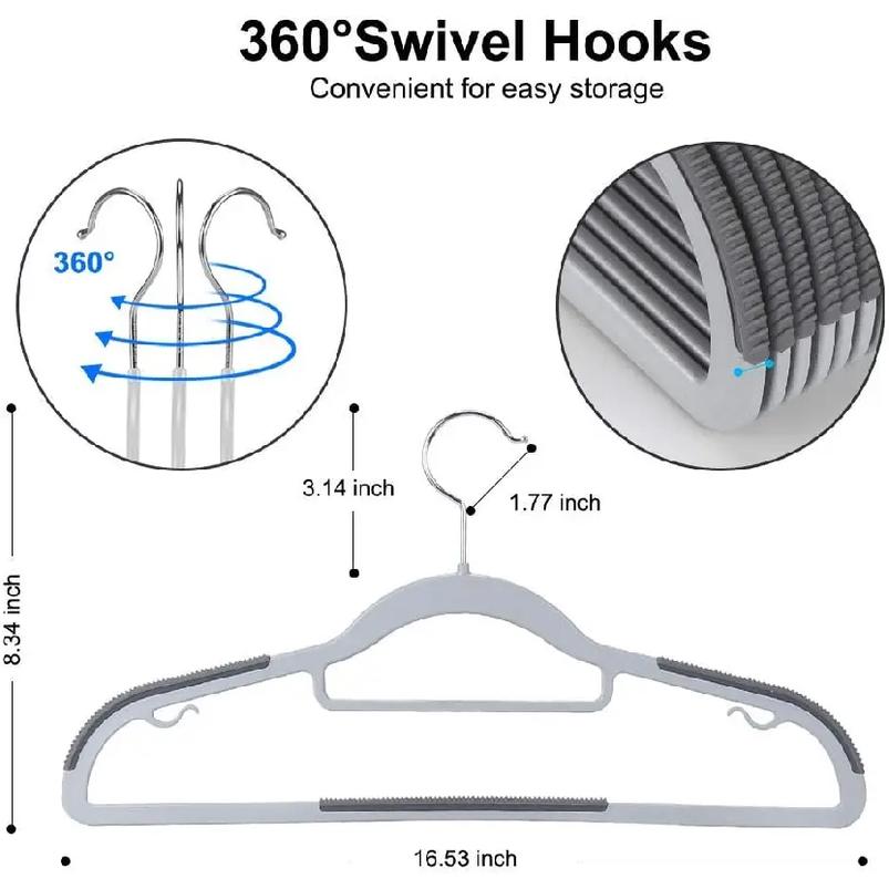 10 Piece Set Of Heavy-Duty Dry And Wet Hangers With Anti Slip Pads Saving Space With A 0.2-Inch Thick Ultra Light Organizer