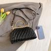 2026 New Shell Shaped Ladies Shoulder Bag with Sewn Car Lines Metal Handle Small Evening Handbag for Women