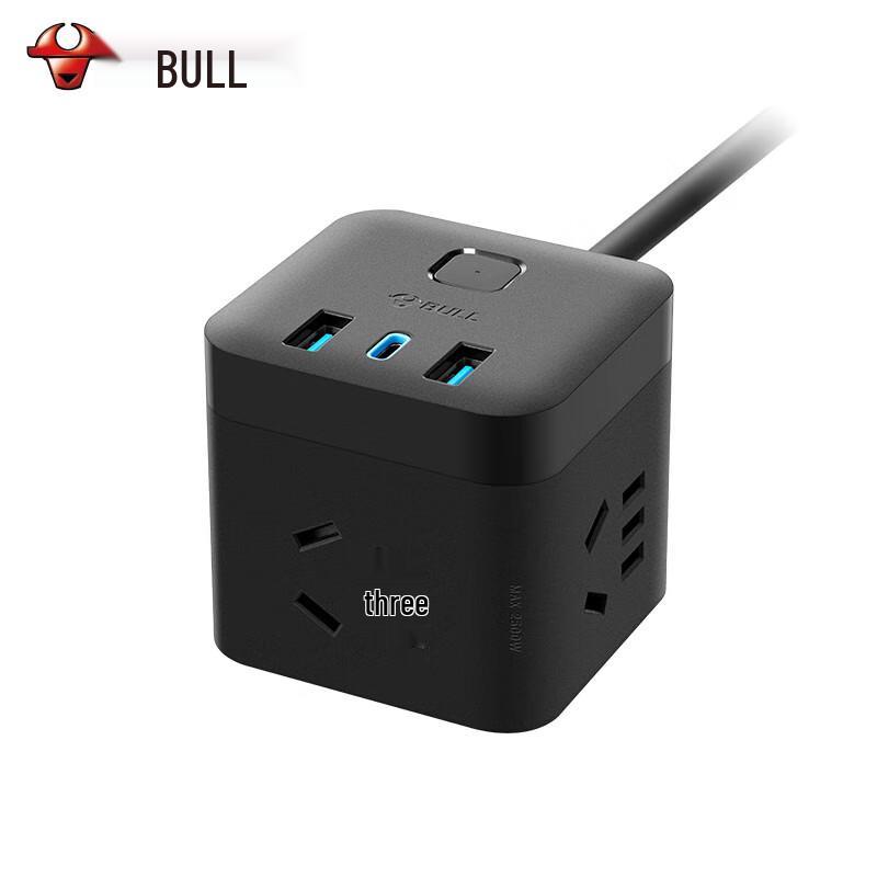 BULL Удлинитель с 30-ваттным PD быстрой зарядкой, портами USB-C и USB-A, китайская вилка (адаптер в комплекте)