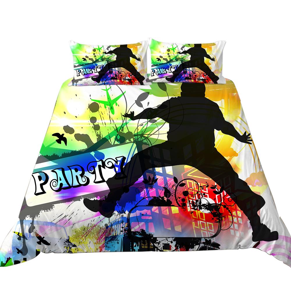 Роскошный домашний комплект постельного белья с 3D танцевальным узором, полноразмерное пододеяльник и наволочка, моющееся удобное постельное белье для спальни с принтом теней для танца