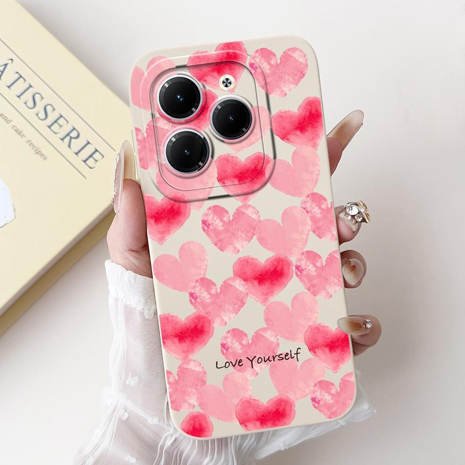 Для Infinix Hot 40 40i 40Pro Красивый Чехол для Телефона с Рисунком Розы и Бантом Для Infinix Hot40 40 Pro 40i Мягкие Силиконовые Ударопрочные Чехлы