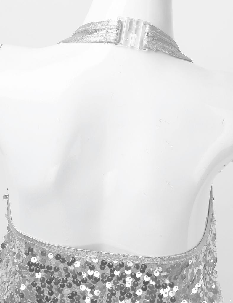 Kids Girls Shiny Sequined Dance Leotard Dress with Hair Band Jazz Latin Dance Performance Costume