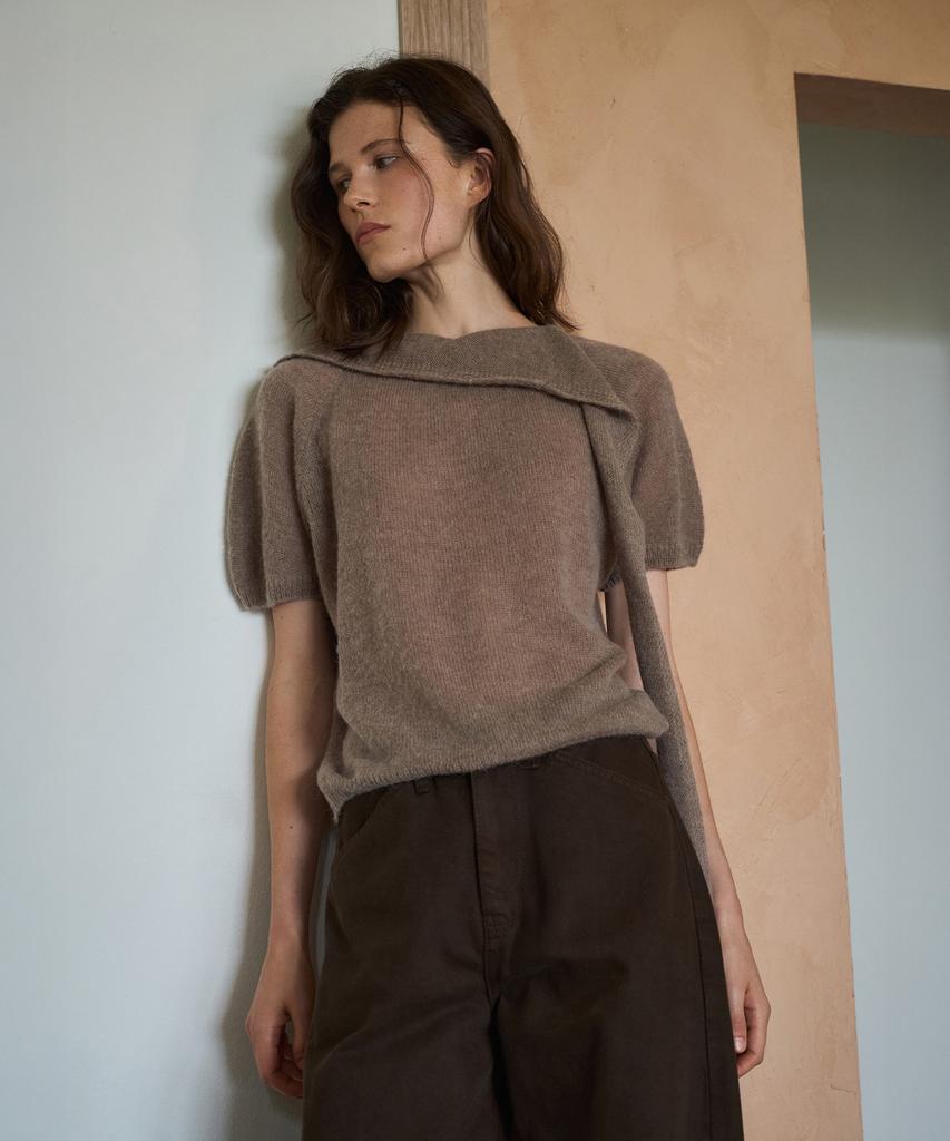 LAMEREI Baby Alpaca Tie Knit Top[Lmfbfaukn309]-2Color