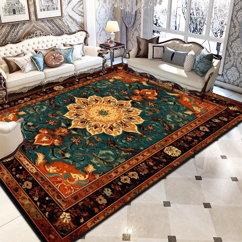 Персидские Роскошные Большие Ковры для Гостиной Черный Принт Декор Моющиеся Складные Коврики Спальня Прикроватный Нескользящий Напольный Коврик