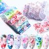 10Pcs Holographic Flower Nail Foils Decal Nail Art Transfer Stickers Decoration