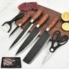 6pcs Stainless Steel Kitchen Knife Set Chef Knives Slicing Knife Meat Cleaver Fruit Knife Peeler Scissors