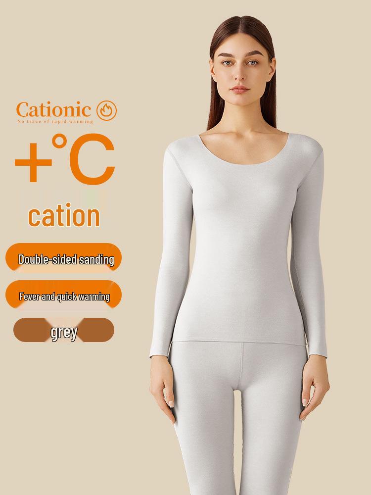 Женский бесшовный термокомплект - Круглый вырез, Тепло на осень/зиму