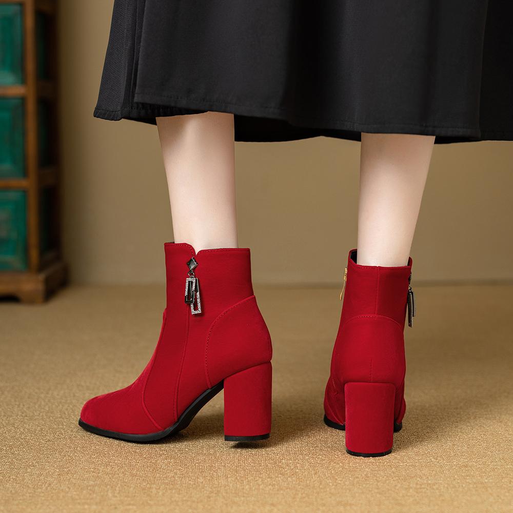 Red Black Women Ankle Boots High Heel Small Big Size 33 52