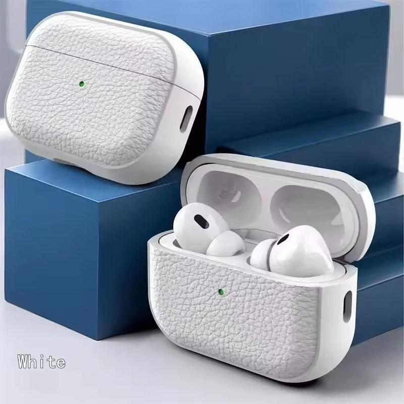 Чехол из кожи с текстурой для Apple Airpods 1/2 3 4 Pro 2 Wrieless Bluetooth Earphone Protective Cover Anti Lost Headphone Bag