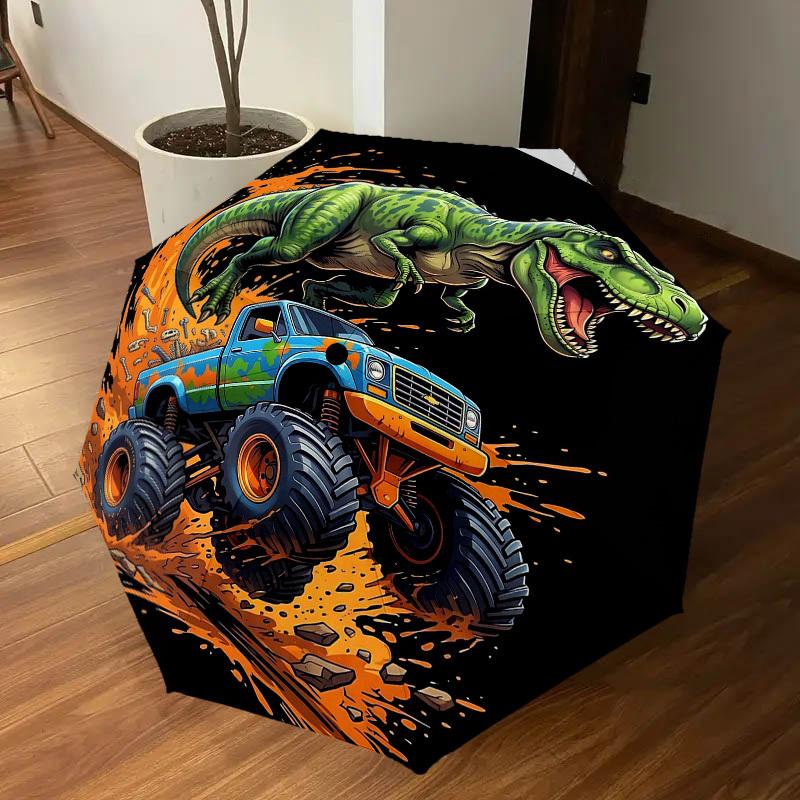 1PC Dinosaur Truck Umbrella-8-Rib Reinforced Portable Folding Travel Suitable for All Seasons Outdoor Daily Use -J0376