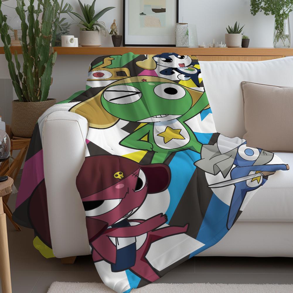 Funny Cartoon Keroro Gunsou Frog Blanket Design Lightweight For Dorms, Naps, Living Room, Office,Sofa,All-Season