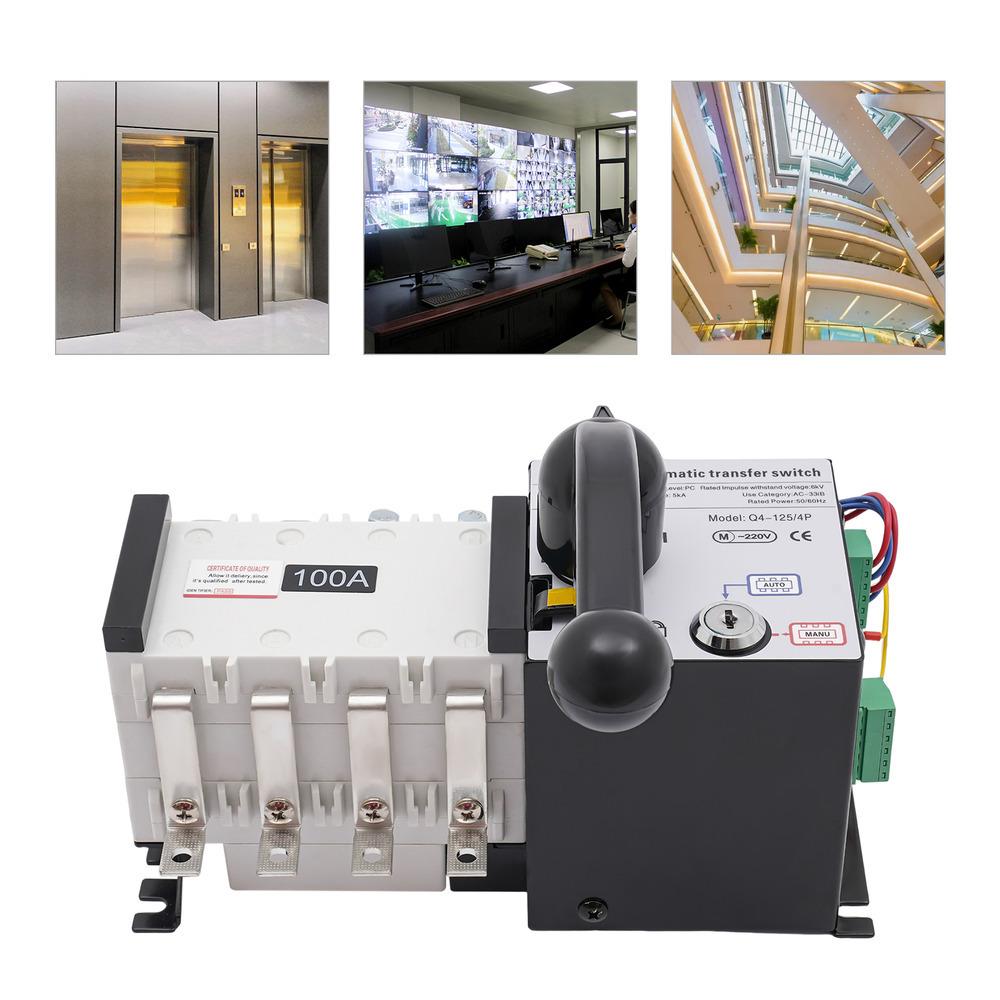 Bymaocar 110/230V 500V Dual Power Automatic Transfer Switch 100A Generator Changeover Switch For Commercial Or Industrial Use
