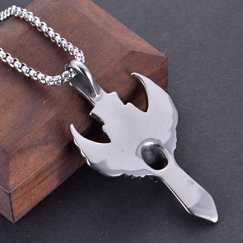Кулон с головой волка и мечом, винтажное ожерелье, модное мужское ожерелье с преувеличенным крылатым волком