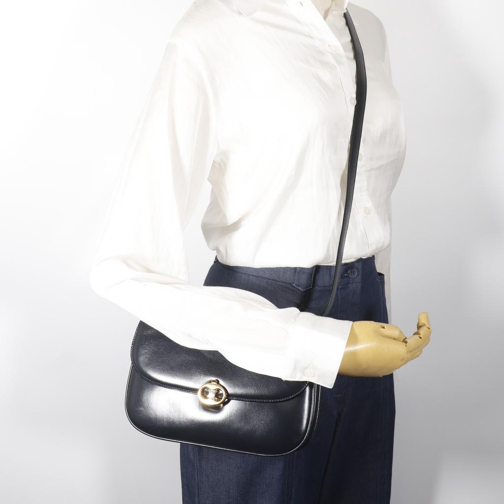 CELINE Triomphe Shoulder Bag vintage 2-way clutch black Calfskin Women Used