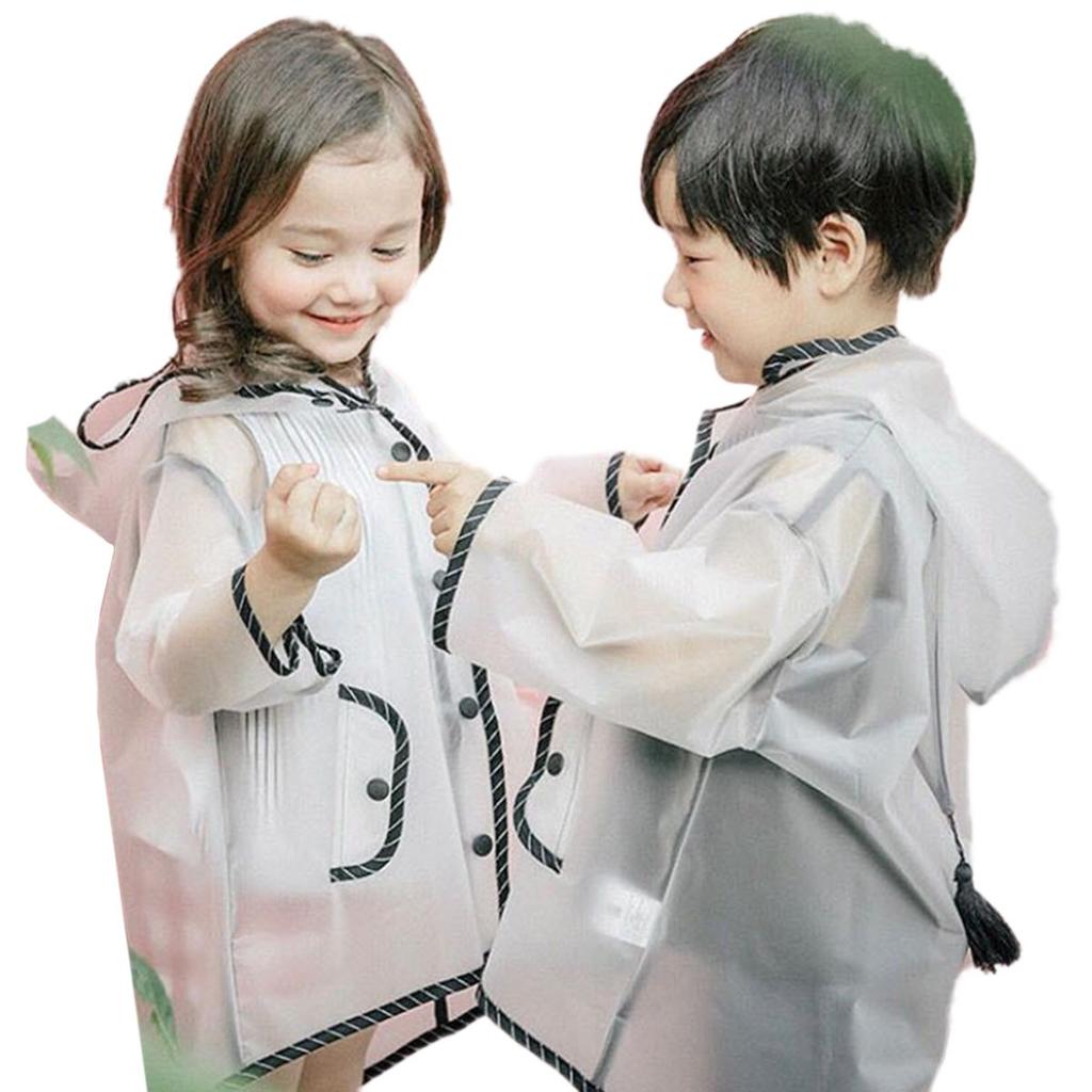 Children Waterproof Rain Poncho Raincoat, Kids Hooded Transparent Protective Cover Rainwear
