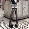 Dark Japanese Over-the-Knee Black Stockings - Cute JK Style Knee-High Socks with Trendy Letter Design