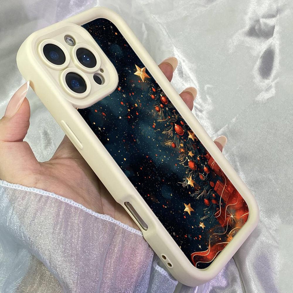 JT261 Светящаяся Рождественская елка для iPhone 17 16 15 14 13 Pro Max Samsung S26 S25 Ultra A17 A16 A07 A56 A36 Xiaomi 15T Redmi 15c Note 14 13 12 Мягкий чехол