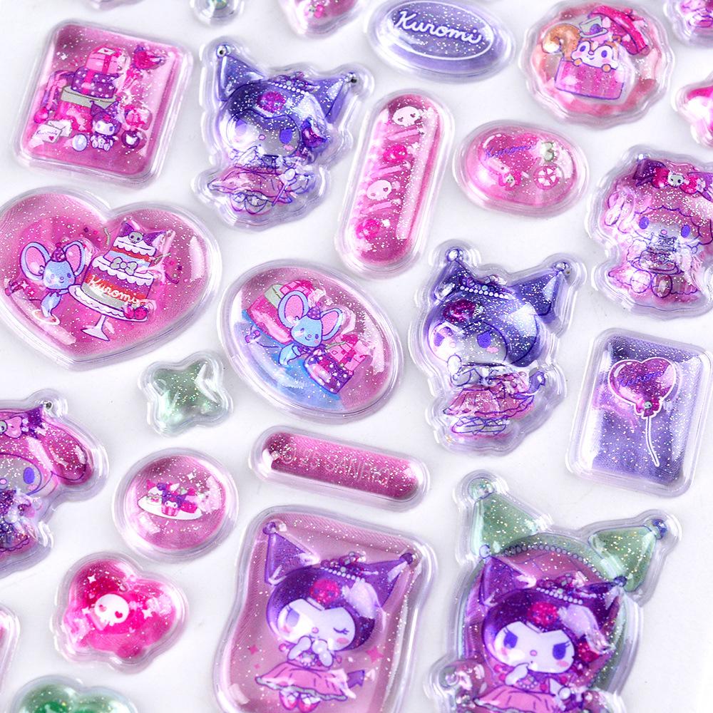 New Hellokitty Kuromi Melody Stickers Anime 3D Jelly Sticker Toys DIY Crystal Decorative Stickers Decorative Sticker Kids Toy
