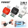 FONKEN 2 In 1 USB C TF Card Reader Universal Type-C OTG High Speed Mini USB 2.0 Adapter For Laptop PC Mobile Phone Memory Card Reader