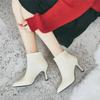 Fashion Work Very High Heels Ankle Boots for Women Heeled Woman Short Shoes Pointed Toe Leather Booties New In Rock Designer Luxury Pu