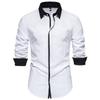 Casual Long-sleeved Shirt Men's Contrasting Placket Lapel Long-sleeved Shirt Bottom Men's Shirt