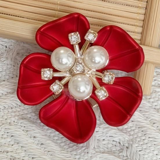 Cufflink Rhinestones Imitation Pearls Pistil Flower Shape Button Covers Clip-On Installation Sparkling Decorative