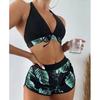 3Pcs/Set Attractive Halter Lace-up Three-piece Slim Backless Swimwear for Beach Bathing Suit