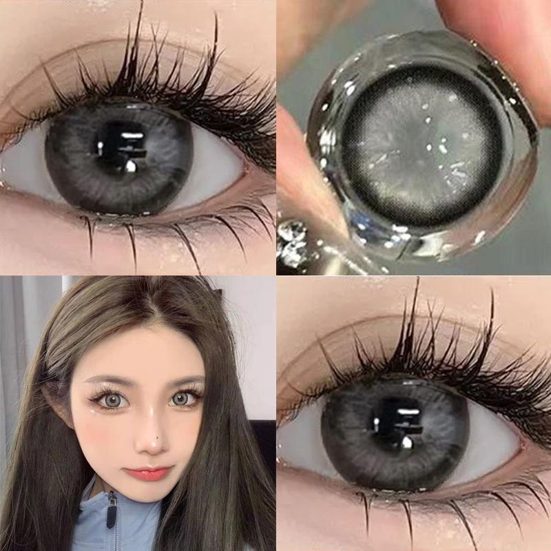14,5 мм цветные контактные линзы MillCreek для ежегодного использования, натуральный комфорт с раствором коричневого/серого цвета, большие глаза, для студентов, для женщин, аксессуары для макияжа