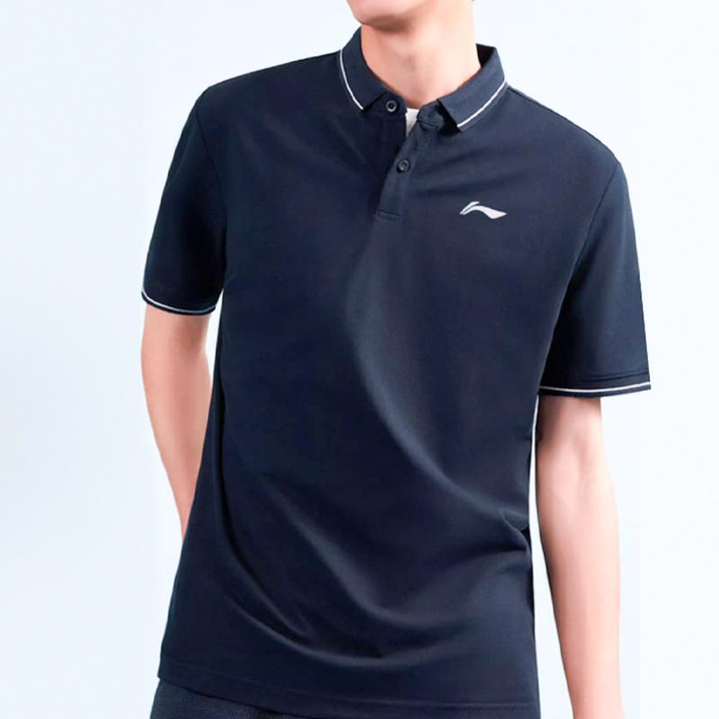 Li Ning Серия для футбола Однотонный Классический логотип Простой Повседневный Универсальный Для активного отдыха и спорта Дышащий Удобный Рубашка-поло Мужские топы Синий YPLW067-2
