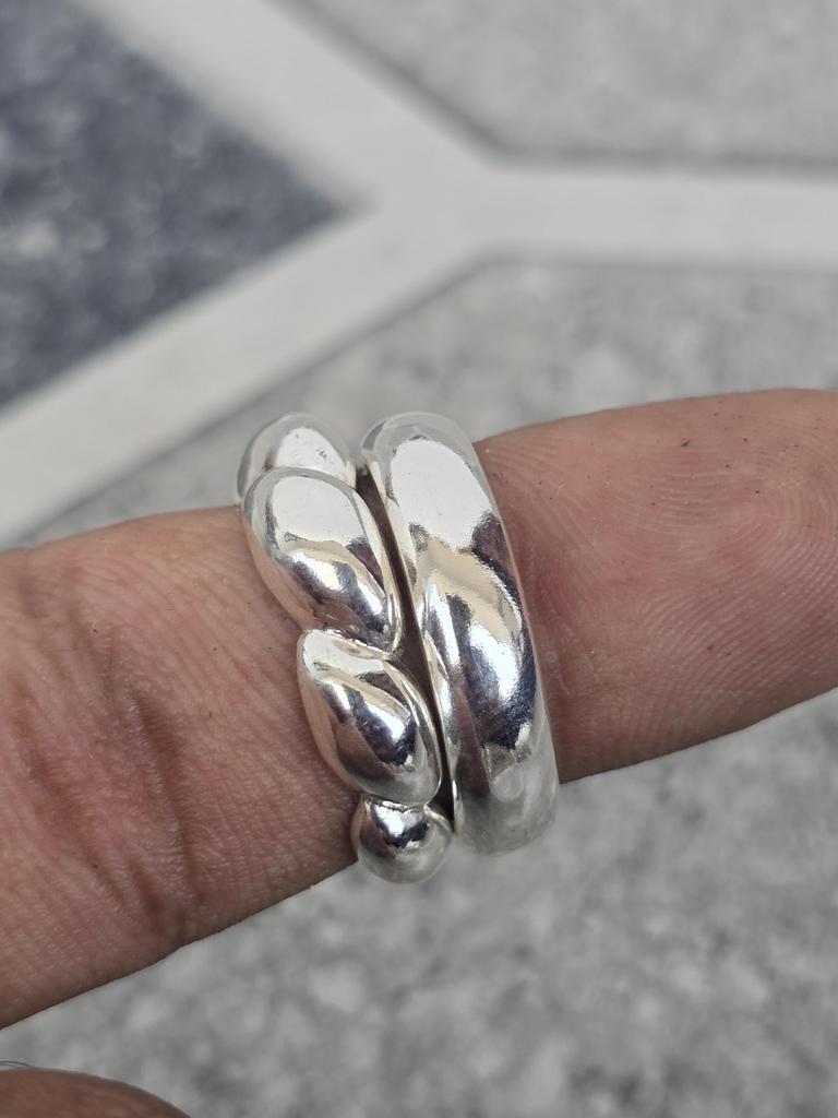 Twisted Dome 2 Set Dome Ring, 925 Sterling Silver, Minimalist Ring, Designer Unique Style Ring, Handmade Ring Chunky Wide Band Ring Jewelry