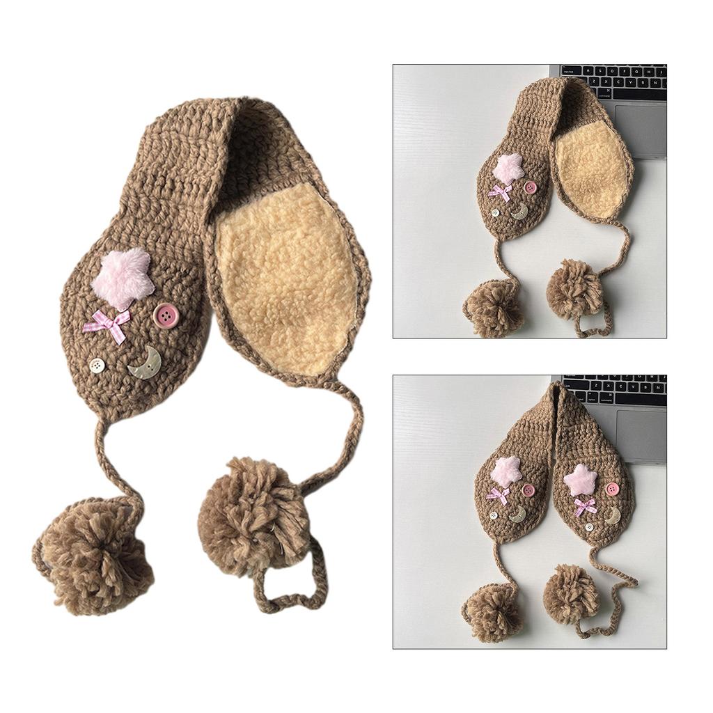 Ветронепродуваемые вязаные крючком наушники с аппликациями в виде звезд и луны, привлекательная грелка для ушей для взрослых, сохраняющая уши в тепле, принадлежности для холодной погоды