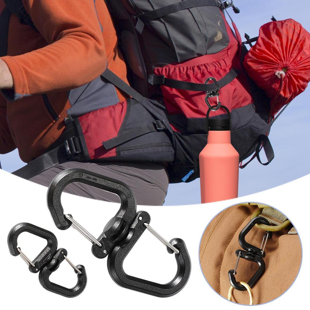 Multi-Use Outdoor Rock Climbing 360 Rotatable Hook Double Carabiner Swivel Connector Keychain Backpack Keychain Hiking Buckle